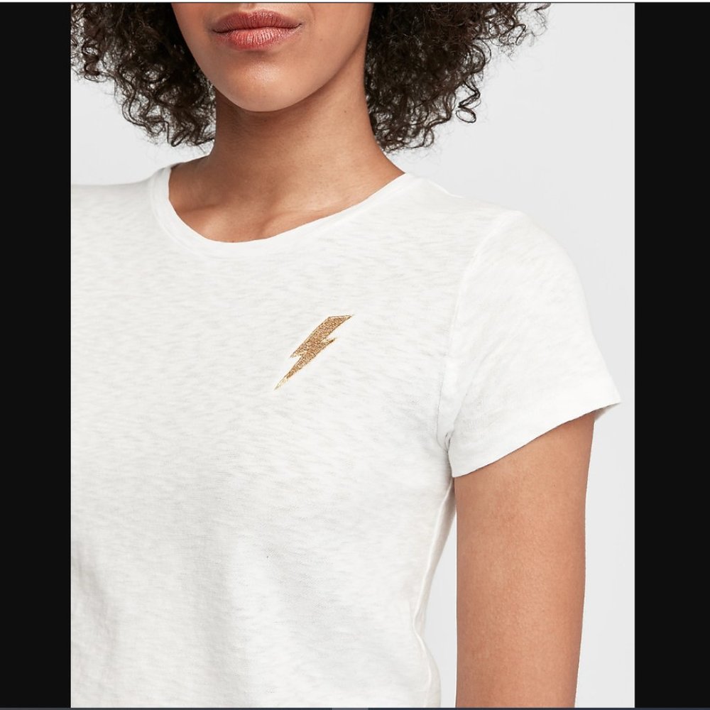 EXPRESS lightning crewneck white tee